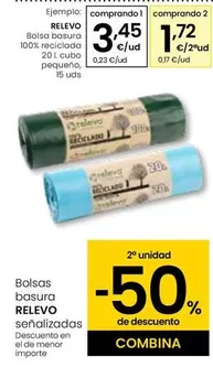 Oferta de Relevo - Bolsa Basura 100% Reciclada 20 L Cubo Pequeno por 3,45€ en Eroski