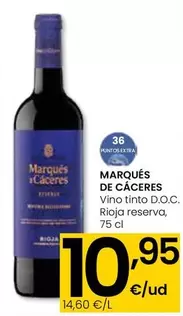Oferta de Marqués De Cáceres - Vino Tinto D.O.C. Rioja Reserva por 10,95€ en Eroski
