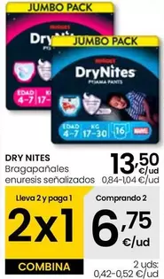 Oferta de DryNites - Bragapanales Enuresis Senalizados por 13,5€ en Eroski