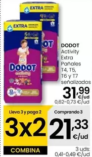 Oferta de Dodot - Activity Extra Panales T4/ T5/ T6 Y T7 Senalizados por 31,99€ en Eroski