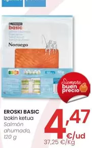 Oferta de Eroski Basic - Salmón Ahumado por 4,47€ en Eroski