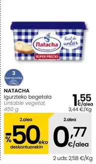 Oferta de Natacha - Untable Vegetal por 1,55€ en Eroski