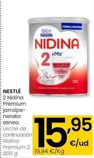 Oferta de Nestlé - Leche De Continuacion Nidina Premium 2 por 15,95€ en Eroski