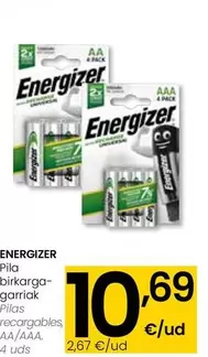 Oferta de Energizer - Pilas Recargables por 10,69€ en Eroski