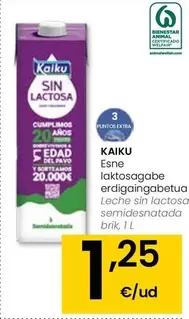 Oferta de Kaiku - Leche Sin Lactosa Semidesnatada por 1,25€ en Eroski