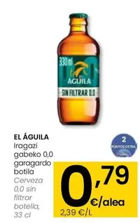 Oferta de El Águila - Cerveza 0,0 Sin Filtrar  por 0,79€ en Eroski
