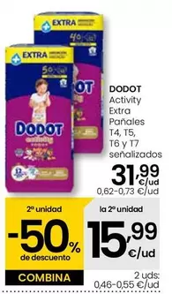 Oferta de Dodot - Activity Extra Pañales  por 31,99€ en Eroski
