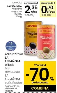 Oferta de La Española - Aceituna Negra Sin Hueso por 2,35€ en Eroski