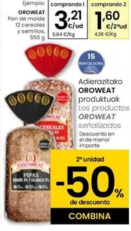 Oferta de Oroweat - Pan de Molde 12 cereales Y Semillas por 3,21€ en Eroski