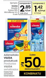 Oferta de Vileda - Bayeta Suave 30% Microfibras 2+1 por 2,85€ en Eroski