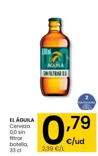 Oferta de El Águila - Cerveza 0,0 Sin Filtrar  por 0,79€ en Eroski