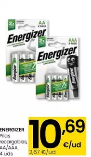 Oferta de Energizer - Pilas Recargables por 10,69€ en Eroski
