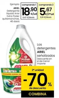 Oferta de Ariel - Detergente Liquido Extra Poder Quitamanchas por 18,9€ en Eroski