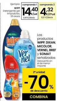 Oferta de Wipp - Detergente Gel Limpio&Liso por 14,4€ en Eroski