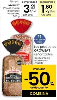 Oferta de Oroweat - Pan de Molde 12 cereales Y Semillas por 3,21€ en Eroski