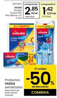 Oferta de Vileda - Bayeta Suave 30% Microfibras 2+1 por 2,85€ en Eroski