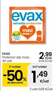 Oferta de Evax - Protector Slip Maxi por 2,99€ en Eroski