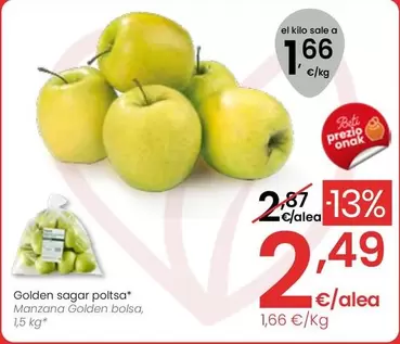 Oferta de Manzana Golden Bolsa por 2,49€ en Eroski