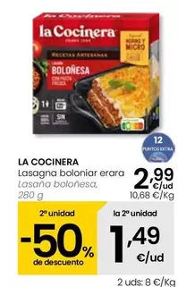 Oferta de La Cocinera - Lasaña Boloñesa por 2,99€ en Eroski