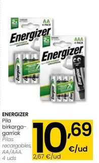 Oferta de Energizer - Pilas Recargables por 10,69€ en Eroski