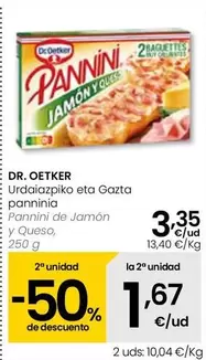 Oferta de Dr Oetker - Pannini De Jamon Y Queso por 3,35€ en Eroski