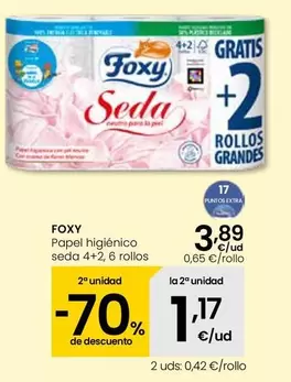 Oferta de Foxy - Papel Higienico Seda 4+2 por 3,89€ en Eroski