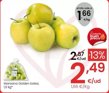 Oferta de Manzana Golden Bolsa por 2,49€ en Eroski