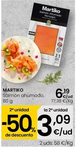 Oferta de Martiko - Salmon Ahumado por 6,19€ en Eroski