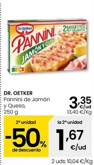 Oferta de Dr Oetker - Pannini De Jamon Y Queso por 3,35€ en Eroski