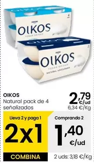 Oferta de OIKOS - Natural Pack De 4 Senalizados por 2,79€ en Eroski