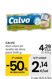 Oferta de Calvo - Atun Claro En Aceite De Oliva por 4,29€ en Eroski