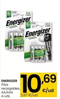 Oferta de Energizer - Pilas Recargables por 10,69€ en Eroski