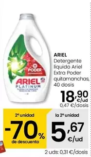 Oferta de Ariel - Detergente Liquido Extra Poder Quitamanchas por 18,9€ en Eroski