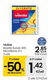 Oferta de Vileda - Bayeta Suave 30% Microfibras 2+1 por 2,85€ en Eroski