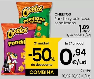 Oferta de Cheetos - Pandilla Y Pelotazos Señalizados por 1,89€ en Eroski