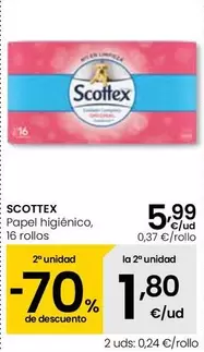Oferta de Scottex - Papel Higiénico/ 16 Rollos por 5,99€ en Eroski