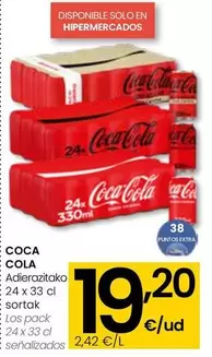 Oferta de Coca-Cola - Los Pack por 19,2€ en Eroski