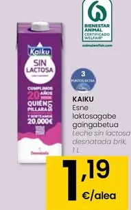 Oferta de Kaiku - Leche Sin Lactosa Desnatada Brik por 1,19€ en Eroski