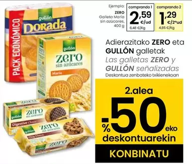 Oferta de Zero - Galleta María Sin Azúcares por 2,59€ en Eroski