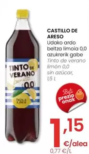 Oferta de Castillo De Areso - Tinto De Verano Limon 0.0 Sin Azucar por 1,15€ en Eroski