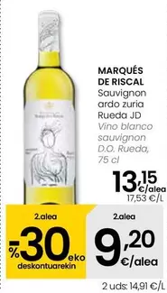 Oferta de Marqués De Riscal - Vino Blanco Sauvignon D.O. Rueda por 13,15€ en Eroski