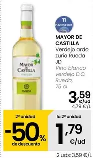 Oferta de Mayor De Castilla - Vino Blanco Verdejo D.O. Rueda por 3,59€ en Eroski