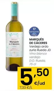 Oferta de Marqués De Cáceres - Vino Blanco Verdejo D.O. Rueda por 5,5€ en Eroski