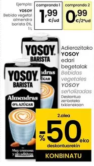Oferta de YoSoy - Bebida Vegetal Almendra Barista 0% por 1,99€ en Eroski