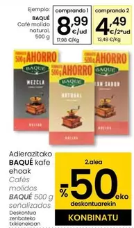 Oferta de Baqué Café - Café Molido Natural por 8,99€ en Eroski