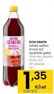 Oferta de Don Simón - Tinto De Verano Limon 0.0 Sin Azucar por 1,35€ en Eroski