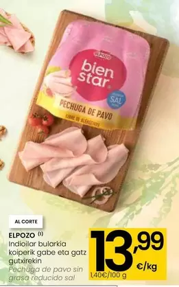 Oferta de Elpozo - Pechuga De Pavo Sin Grasa Reducido Sal por 13,99€ en Eroski