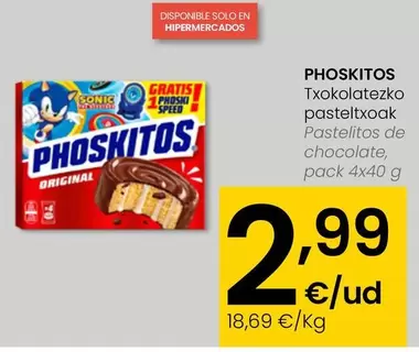 Oferta de Phoskitos - Pastelitos De Chocolate por 2,99€ en Eroski