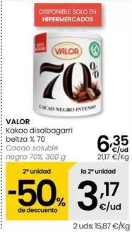 Oferta de Valor - Cacao Soluble Negro 70% por 6,35€ en Eroski