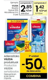 Oferta de Vileda - Bayeta Suave 30% Microfibras 2+1 por 2,85€ en Eroski